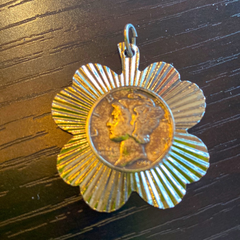 900 sterling silver 1944 Mercury dime pendant